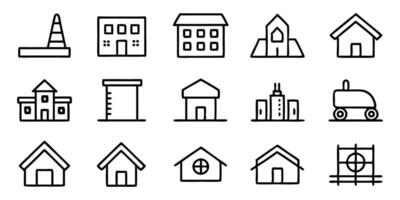 Building icons set vector