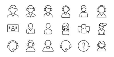 A set of people icons in a line style vector
