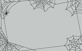 Light gray background with cobwebs. Illustration of a thin black spider web on gray wall. Halloween scary autumn festival concept. vector