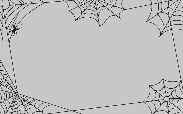 Light gray background with cobwebs. Illustration of a thin black spider web on gray wall. Halloween scary autumn festival concept.