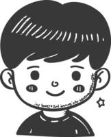 A black and white drawing of a boy with a star on his forehead vector