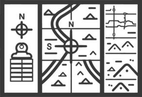 A map with a compass, compass, and a compass vector