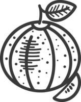 A black and white drawing of a grapefruit vector