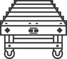 Black and White Line Drawing of a Rolling Cart vector