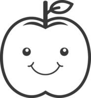 An apple with a smiley face is shown in this simple drawing vector