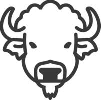 Line Drawing of a Bison Head with Horns vector