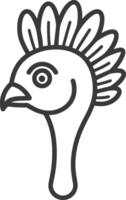 A black and white drawing of a bird with a mohawk vector