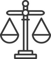Line Drawing of a Balanced Scale with Two Trapezoidal Dishes vector