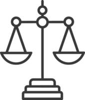 Line drawing of a balanced scale with two bowls vector