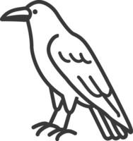 Line Drawing of a Black Raven Standing vector
