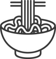 A black and white illustration of noodles in a bowl vector