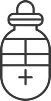 Line Drawing of a Bottle with a Plus Sign vector