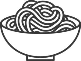A bowl of noodles in a line drawing vector