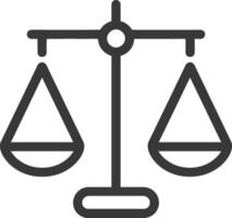 Line drawing of a balance scale with two equal sides vector