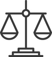 Line drawing of a balanced scale with two pans vector