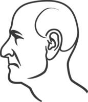 A black and white drawing of a man's head vector