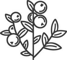A black and white illustration of a branch with berries vector