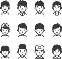 A set of black and white icons of people vector