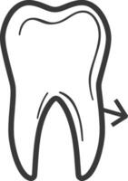 A tooth with an arrow pointing to the right vector
