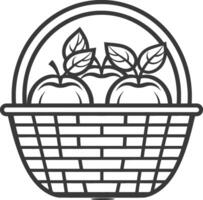 Basket with apples and leaves illustration illustration vector