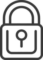 A black and white icon of a padlock vector