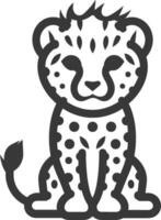 A black and white cheetah sitting on the ground vector