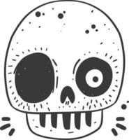 A black and white drawing of a skull with eyes vector