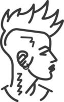 A black and white drawing of a man with a mohawk vector