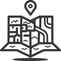 mapa icono con un alfiler en parte superior de eso vector