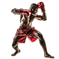A man in red boxing shorts and red gloves png