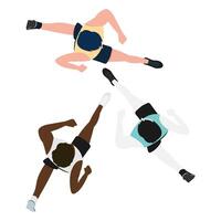 Running Men, Man Clipart, Cartoon Running Men. Top view of running men. vector