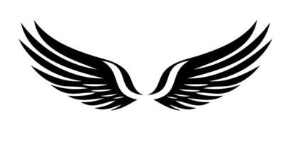 Stylized black wings logo design representing freedom and flight, suitable for various artistic and branding purposes vector