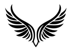Stylized black wings logo design representing freedom and flight, suitable for various artistic and branding purposes vector