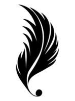 Silhouette of a feather against a plain backdrop. vector