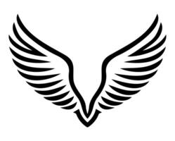 Stylized black wing design representing freedom and flight, suitable for tattoo or graphic art, on a white background vector