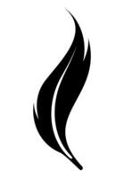 Silhouette of a feather against a plain backdrop. vector