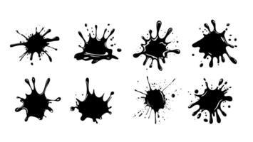 Dynamic black ink splash isolated collection set vector