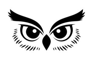 Stylized black and white owl eyes with detailed feathers, showcasing a captivating design suitable for various creative projects vector
