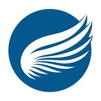 A stylized wing emblem on a blue circular background, symbolizing freedom and movement, ideal for various design applications vector