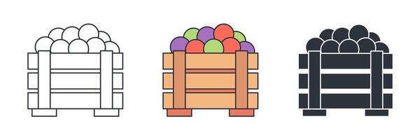 Harvest Wooden Box, Crate icon symbol illustration isolated on white background vector