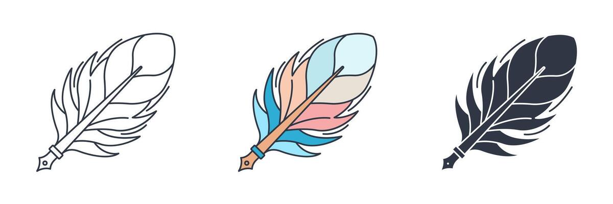 Quill Pen icon symbol illustration isolated on white background