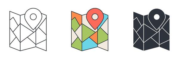 Route Map, pin on the map icon symbol illustration isolated on white background vector