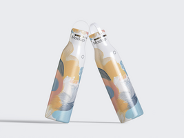thermo sport bottles mock up, 3d rendering. Empty tourism metal botle with clip mock up isolated. psd