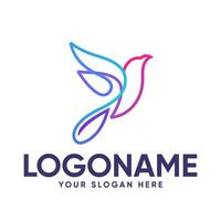 Gradient Line Art Bird logo design vector