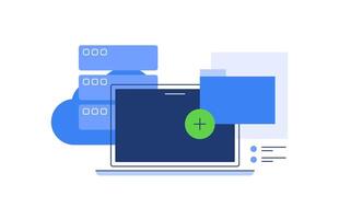 Data, PC and computing. Information technologies. Modern flat illustration vector