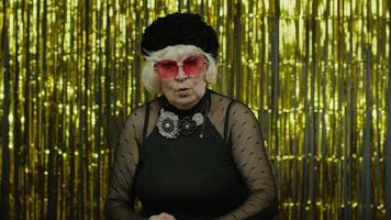 Don't do it. Senior old woman asking to stop and showing restrict gestures with hands video