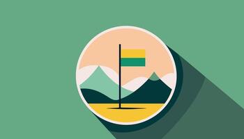 A green background with a flag and a green and yellow flag vector