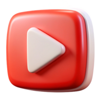 3D YouTube subscribe button red and white png