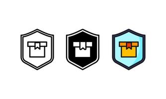 Four different shield designs with a box on top vector