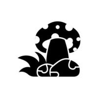 mushroom icon with stones and grass.autumn theme icon.perfect for web design, mobile, print, etc. isolated on white background vector